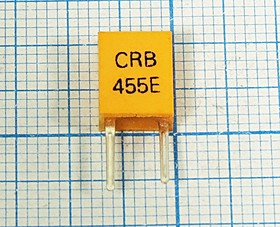 Кварцевый резонатор 455 кГц, корпус C07x4x09P2, точность настройки 3000 ppm, стабильность частоты 3000/-20~80C ppm/C, марка CRB455E, 2P-2