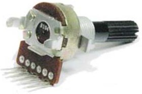 Резистор переменный, поворотный 100кОм, линейность A, ширина 16мм, вал и размеры Y6x25, F-164KP-1