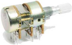 Резистор переменный, поворотный 100кОм, линейность B, ширина 16мм, вал и размеры KC6x20, YRV-RTK16.B100KL20KC