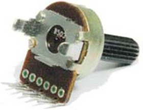 Фото 1/2 Резистор переменный, поворотный 100кОм, линейность C, ширина 16мм, вал и размеры Y6x25, F-164KP
