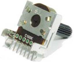 Резистор переменный, поворотный 100кОм, линейность A, ширина 16мм, вал и размеры Y6x23,5, F-166K