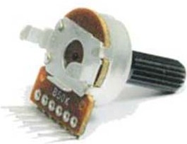 Резистор переменный, поворотный 10кОм, линейность B, ширина 16мм, вал и размеры Y6x25, F-165KP