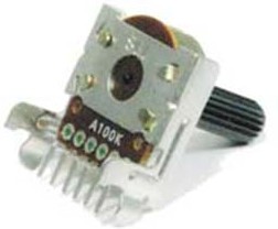 Резистор переменный, поворотный 100кОм, линейность C, ширина 16мм, вал и размеры Y6x21,5, F-167K