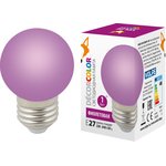 Лампа декоративная светодиодная LED-G45-1W/ PURPLE/E27/FR/С UL-00005652