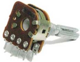 Фото 1/3 Резистор переменный, поворотный 200кОм, линейность B, ширина 17мм, вал и размеры KC6x25, F-16KGT1