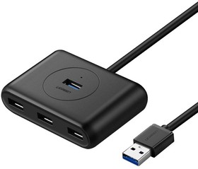 Фото 1/10 40850_, Разветвитель USB UGREEN CR113 (40850) USB 3.0 Hub with USB-C Port/1м/черный