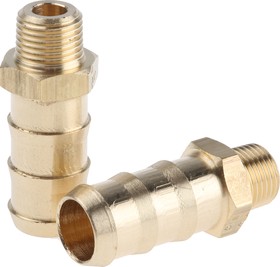 0123 10 10, Brass Pipe Fitting, Straight Threaded Tailpiece Adapter, Male R 1/8in to Male 10mm