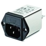 10A, 250 V ac Male Flange Mount IEC Inlet Filter FN261-10-06, Faston 1 Fuse