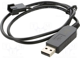 AK-CBFA10-60BK, Wire: for fan supplying; Plug: straight; 0.6m; 4pin,USB A