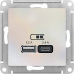 Systeme Electric AtlasDesign Жемчуг USB A+С, 5В/2,4А, 2х5В/1,2А, механизм