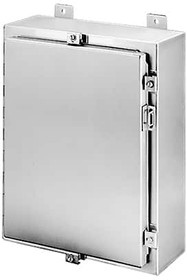 A16H1208SSLP, Wallmount Hinged with NEMA Clamps Type 4X, 16x12x8, Brushed, SS304