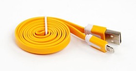 USB кабель для Apple iPhone, iPad, iPod 8 pin плоский узкий оранжевый, европакет LP