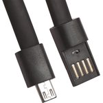 USB кабель LP Micro USB плоский браслет, черный, европакет