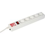SPG-B-15-WHITE, Power strip with filter, 5 outlets, 5m, white