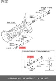 49100-3E420, Вал карданный KIA Sorento (06-) передний МКПП (4WD) OE