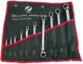 Набор ключей накидных из 10-ти шт. 6x7 - 30x32 в сумке хром TS-002 50076