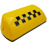 FTX-07, Знак Taxi 12 В на крышу на магните шашечки желтый 29 х 13 х 9 см DolleX