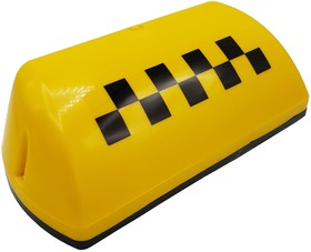 Фото 1/3 FTX-07, Знак Taxi 12 В на крышу на магните шашечки желтый 29 х 13 х 9 см DolleX