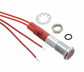 FL1M-6FW-1-R2V, LED Panel Mount Indicator Uni-Color Red 1500mcd 2-Pin Bulk