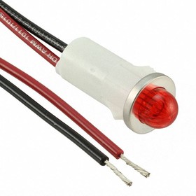 1092A1-12V, PMI RND .5" LED Red Hi-Dome 12V Wire