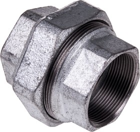 Фото 1/3 770340209, Galvanised Malleable Iron Fitting Taper Seat Union, Female BSPP 2in to Female BSPP 2in