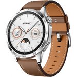 Смарт-часы Huawei Watch GT 4 Phoinix-B19L 46мм 1.43" AMOLED корп.серебристый рем.коричневый разм.брасл.:140-210мм (55020BGX)