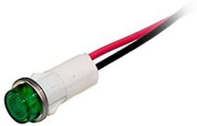 Фото 1/2 1092C5-125VAC, PMI RND .5" LED Green Hi-Hat 125V Wire