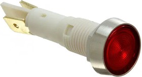 FL1P-10NJ-4-R110V, LED Panel Mount Indicator - Red - 110 V - 10 mm - 20 mA - 1.5 cd - IP50 - Threads & Nut Mounting.