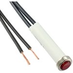 36EN-2311, Panel Mount Indicator Round 5/16" Neon 125V Wire Red Flush