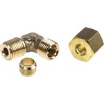 0109 06 10, Brass Pipe Fitting, 90° Compression Elbow, Male R 1/8in to Female 6mm