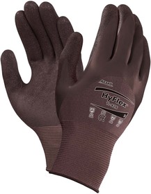 11926080, HyFlex 11-926 Brown Nylon Oil Resistant Work Gloves, Size 8, Medium, Nitrile Coating