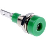 2 mm socket, flat plug connection, mounting Ø 6.4 mm, green, 23.0030-25