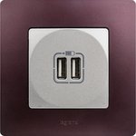 Legrand Etika Алюминий Розетка USB 2-ая 240В/5В 2400мА