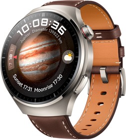 Фото 1/10 Смарт-часы Huawei Watch 4 Pro Medes-L19L 1.5" AMOLED корп.серебристый рем.темно-коричневый разм.брасл.:140-210мм (55020APB)
