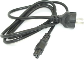 Сетевой кабель питания для ноутбука трехлепестковый, длина 1 метр (сечение 3x0,75mm) черный
