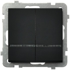 Ospel Sonata Черный металлик Выключатель 2-клавишный с подсветкой, без рамки