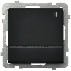 Ospel Sonata Черный металлик Выключатель перекрестный (сх.7) с подсветкой, без рамки