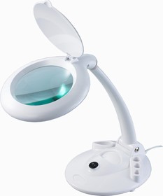 8098LED-А 5D Лампа-Лупа на подставке (цвет-белый,увеличение 225%,освещение- светодиоды, крепление-подставка)