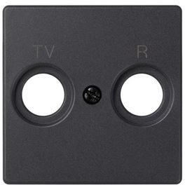 Simon S82 Concept Матовый черный, Накладка для розетки R-TV+SAT с пиктограммой "TV R"