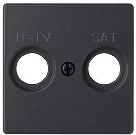 Simon S82 Concept Матовый черный, Накладка для розетки R-TV+SAT с пиктограммой "R-TV SAT"
