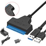 Кабель-переходник для HDD SATA USB 3.0 с доп. питанием, двойной USB