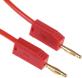 Фото 1/2 28.0039-030-22, 2 mm Connector Test Lead, 10A, 30 V ac, 60V dc, Red, 300mm Lead Length
