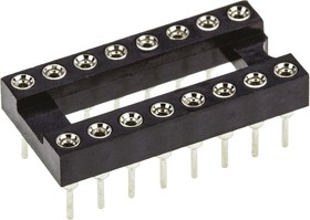 Фото 1/3 W30516TTRC, 2.54mm Pitch Vertical 16 Way, Through Hole Turned Pin Open Frame IC Dip Socket, 5A
