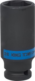 443526M, KING TONY Головка торцевая ударная глубокая шестигранная 1/2", 26 мм