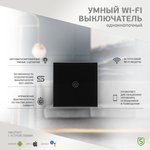 SEC-HV-801B, Умный Wi-Fi выключатель однокнопочный черный