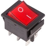 36-2350, Переключатель клавишный 250V 15А (6с) ON-ON красный с подсветкой ...