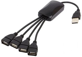 Фото 1/2 AK-AD-13, Hub USB; USB A socket x4,USB A plug; USB 2.0; black; 0.15m