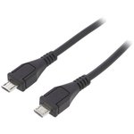 AK-USB-17, Кабель, USB 2.0, вилка micro USB B,с обеих сторон, 0,6м, черный