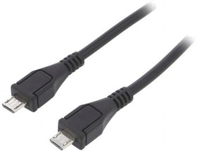 Фото 1/2 AK-USB-17, Кабель, USB 2.0, вилка micro USB B,с обеих сторон, 0,6м, черный