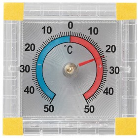 Фото 1/2 Термометр оконный биметаллический, крепление на липучку, диапазон от -50 до +50°C, ПТЗ, ТББ